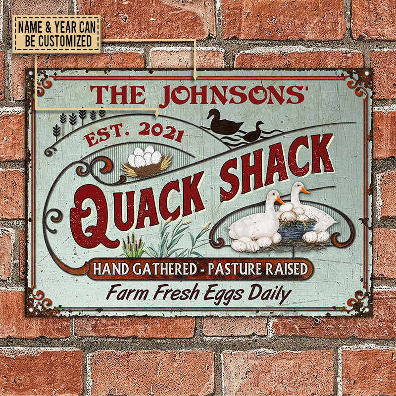 Personalized Duck Quack Shack Pasture Raised Custom Classic Metal Signs - Image 2