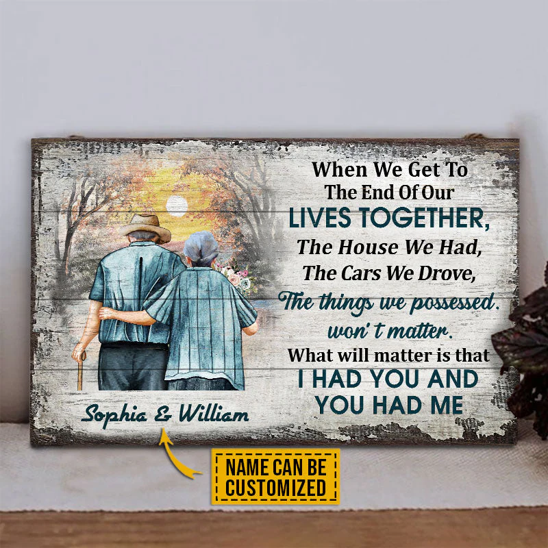Personalized Family Old Couple When We Get Customized Wood Rectangle Sign - Image 3