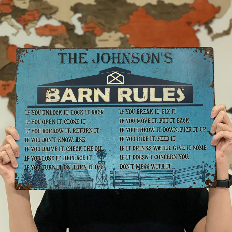 Personalized Farm Barn Rules Customized Classic Metal Signs - Image 4