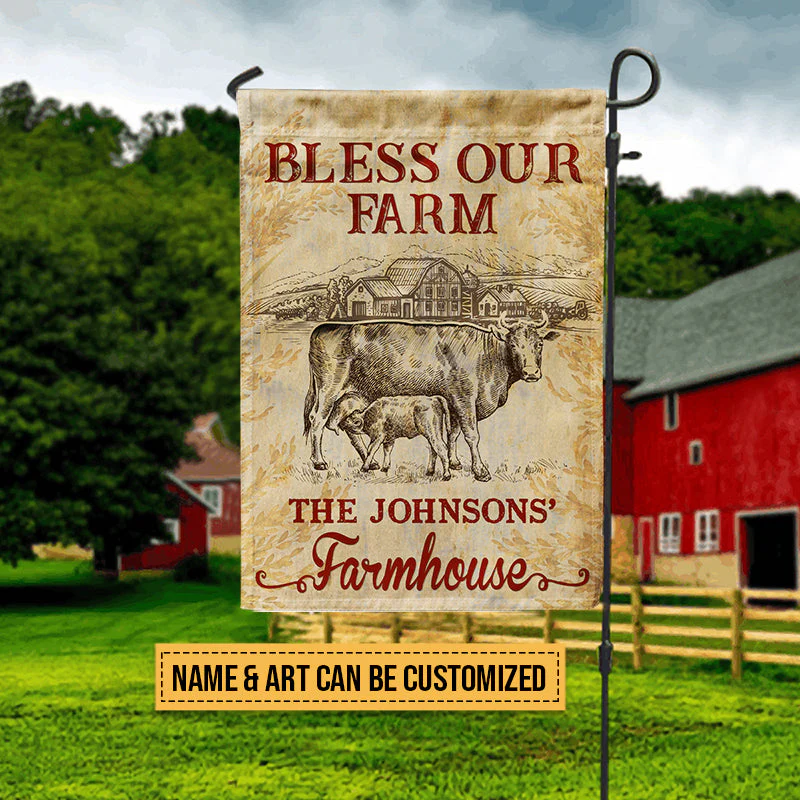 Personalized Farm Bless Our Farm Art Custom Flag - Image 3