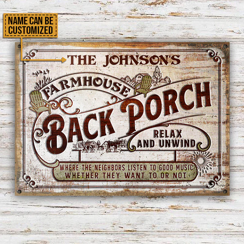 Personalized Farmhouse Back Porch Customized Classic Metal Signs - Image 3