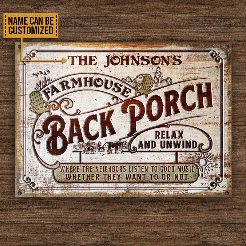 Personalized Farmhouse Back Porch Customized Classic Metal Signs - Image 4