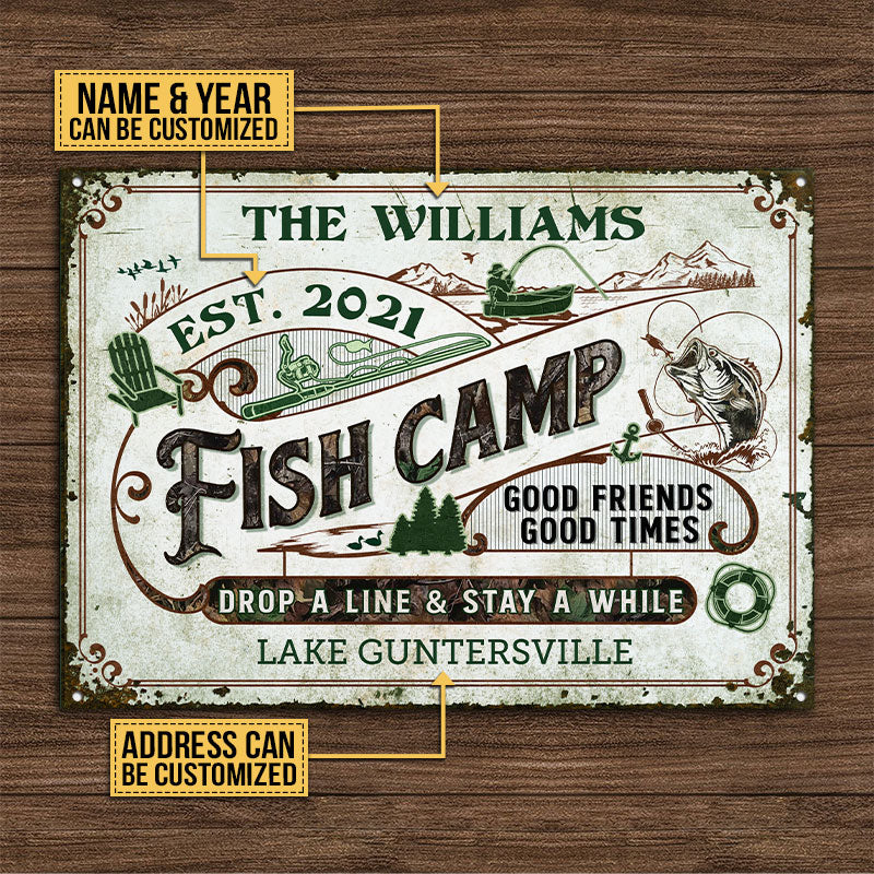Personalized Fish Camp Stay A While Custom Classic Metal Signs - Image 4