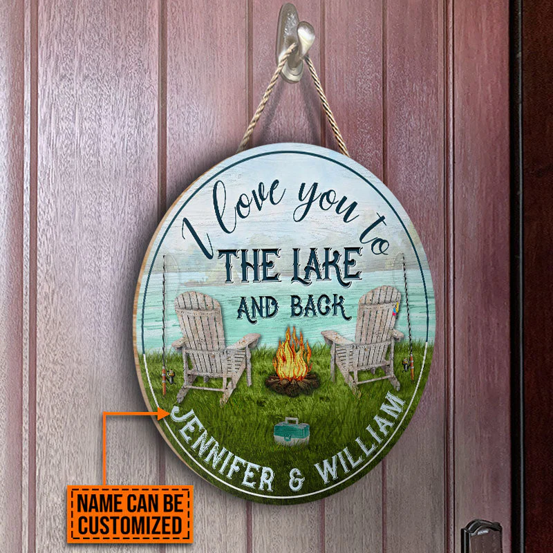 Personalized Fishing I Love You To The Lake Customized Wood Circle Sign - Image 3