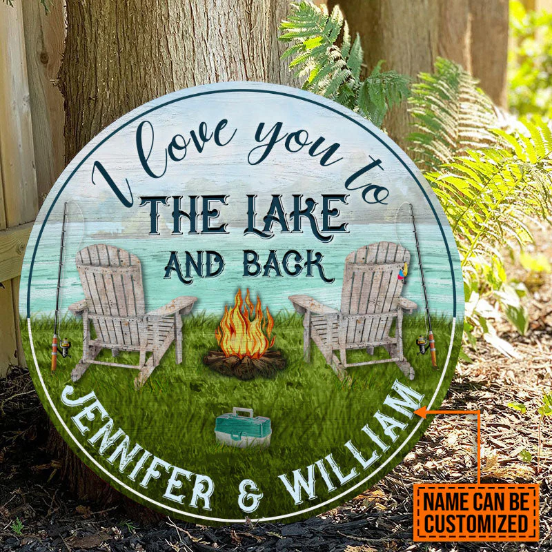 Personalized Fishing I Love You To The Lake Customized Wood Circle Sign - Image 4