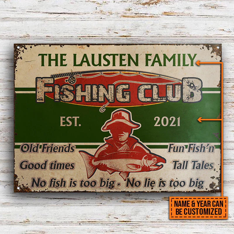 Personalized Fishing No Fish Is Too Big Custom Classic Metal Signs - Image 3