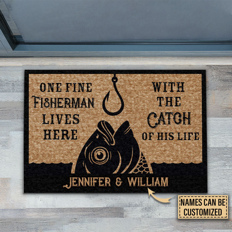 Personalized Fishing One Fine Fisherman Customized Doormat - Image 4