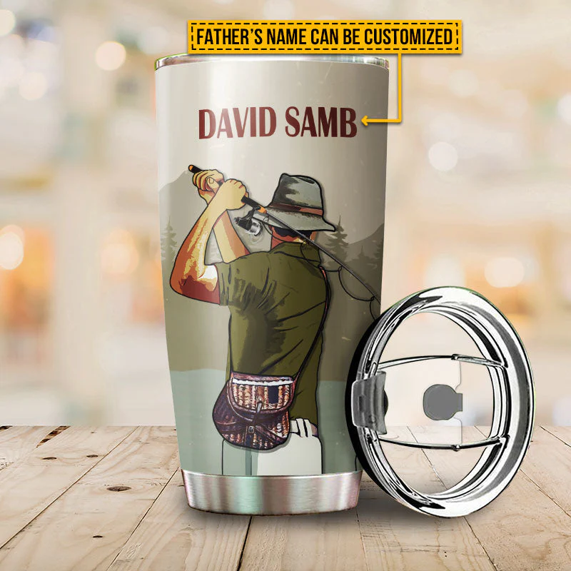 Personalized Fishing Reel Cool Dad Customized Tumbler - Image 2