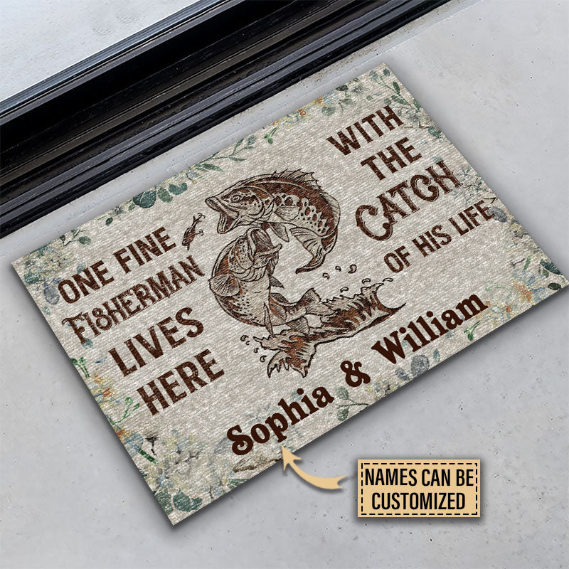 Personalized Fishing The Catch Of His Life Custom Doormat - Image 3