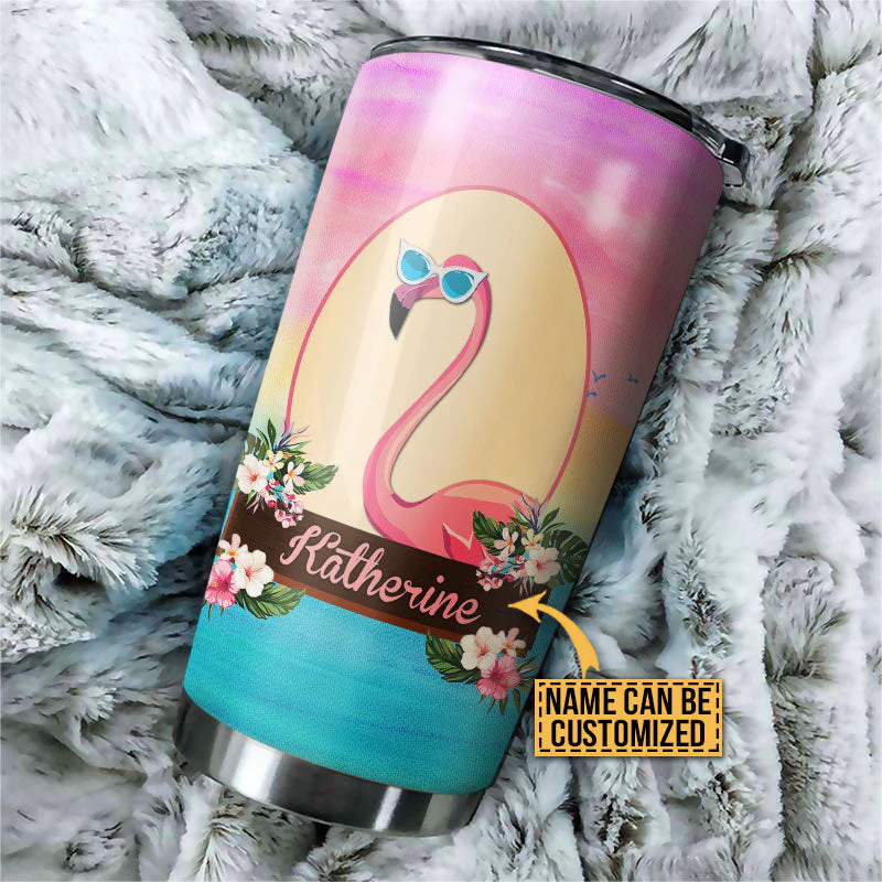 Personalized Flamingo Flock Of Pigeons Custom Tumbler - Image 4