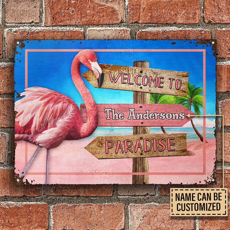 Personalized Flamingo Paradise Custom Classic Metal Signs - Image 2
