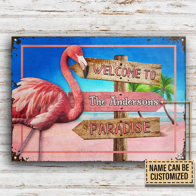 Personalized Flamingo Paradise Custom Classic Metal Signs - Image 3