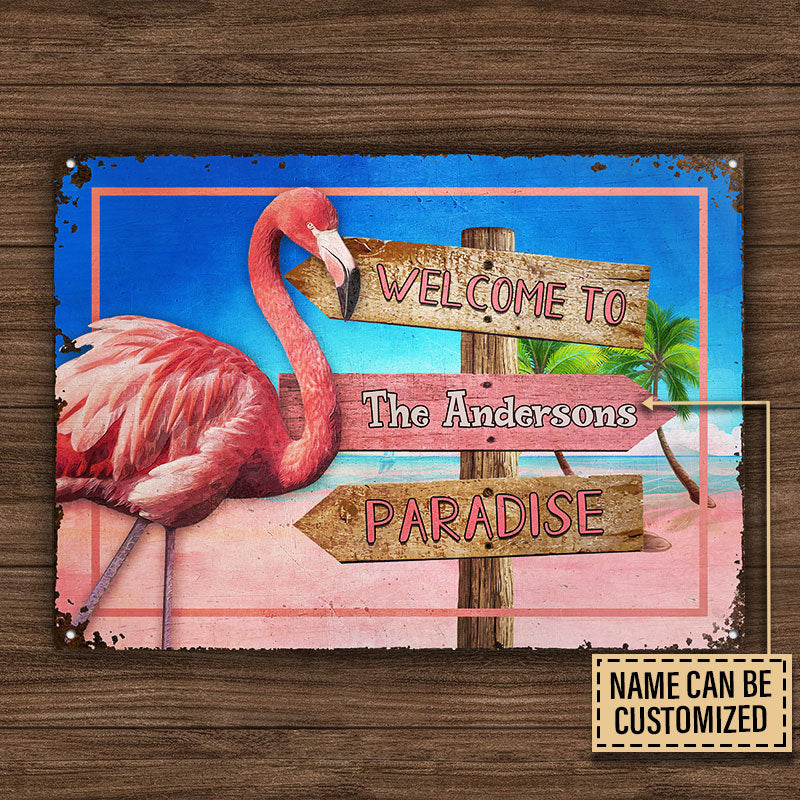 Personalized Flamingo Paradise Custom Classic Metal Signs - Image 4