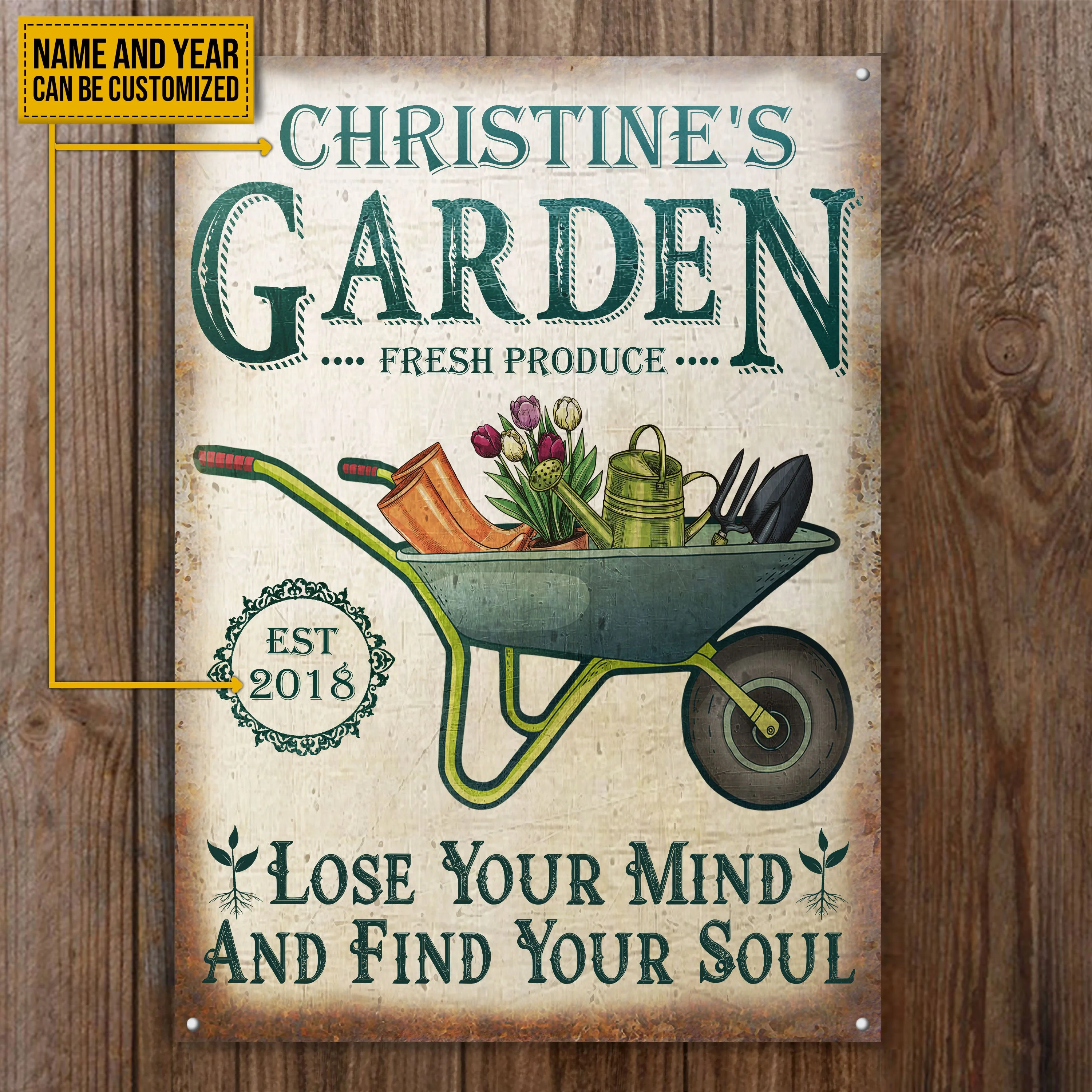 Personalized Garden Find Your Soul Customized Classic Metal Signs - Image 4
