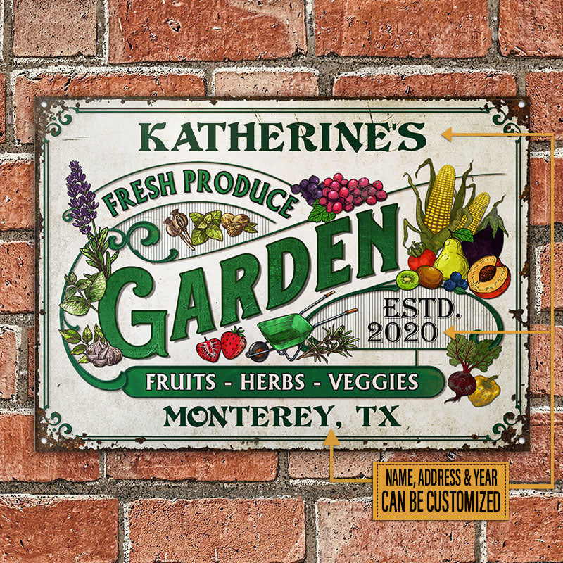 Personalized Garden Fresh Produce Custom Classic Metal Signs - Image 2