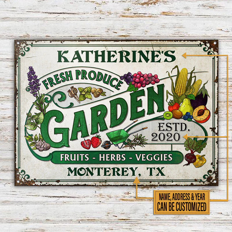 Personalized Garden Fresh Produce Custom Classic Metal Signs - Image 3