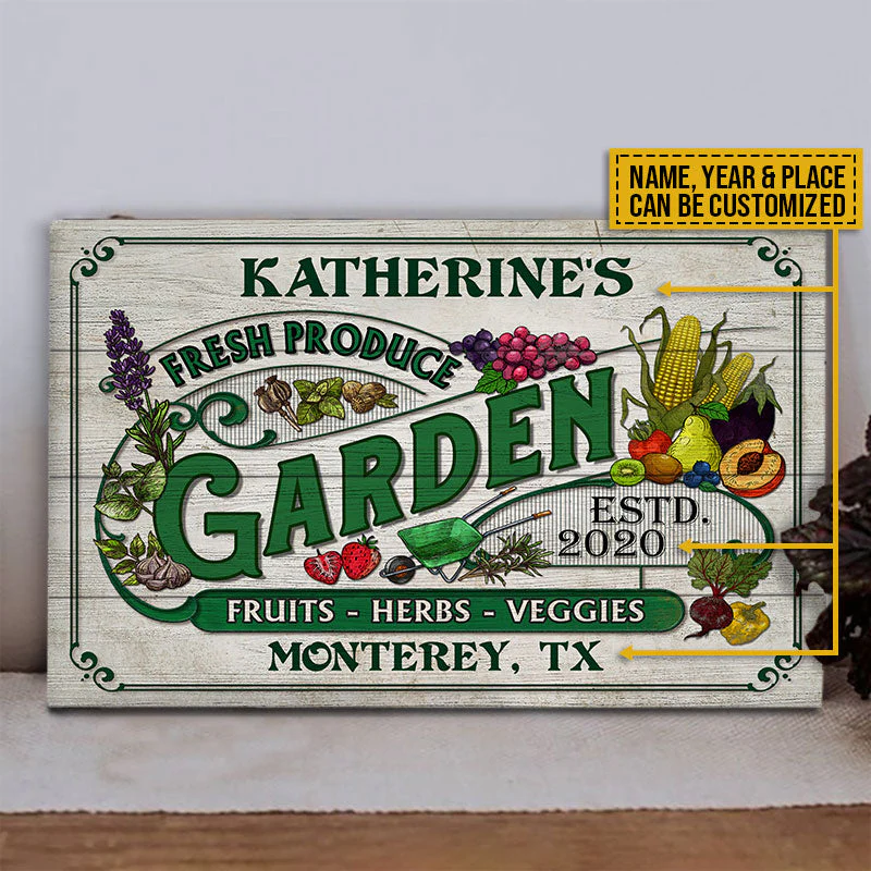 Personalized Garden Fresh Produce Custom Wood Rectangle Sign - Image 3