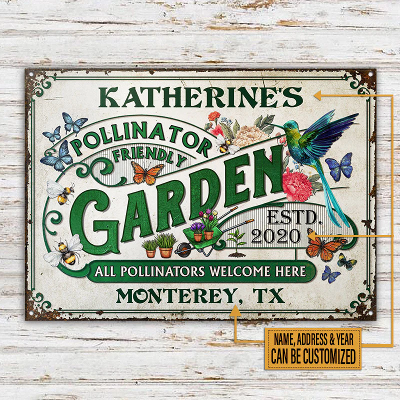 Personalized Garden Pollinator Friendly Welcome Custom Classic Metal Signs - Image 3