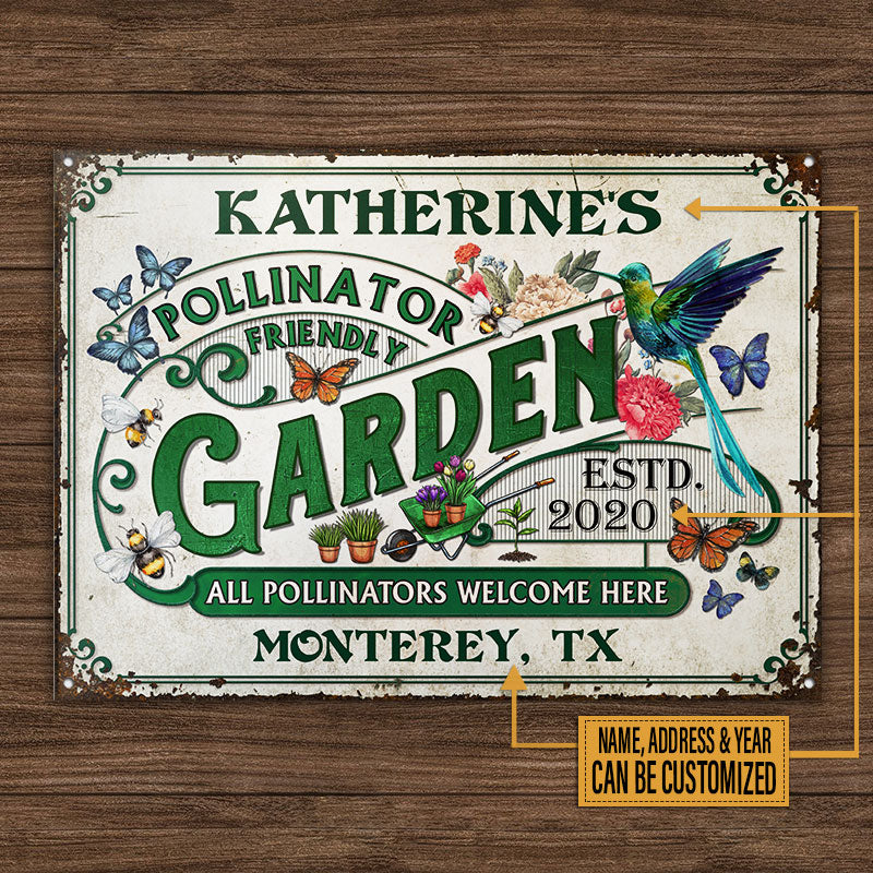 Personalized Garden Pollinator Friendly Welcome Custom Classic Metal Signs - Image 4