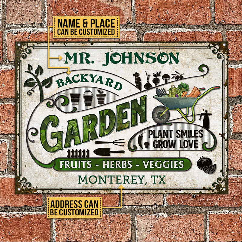 Personalized Garden Vegetable Plant Smiles Custom Classic Metal Signs - Image 2