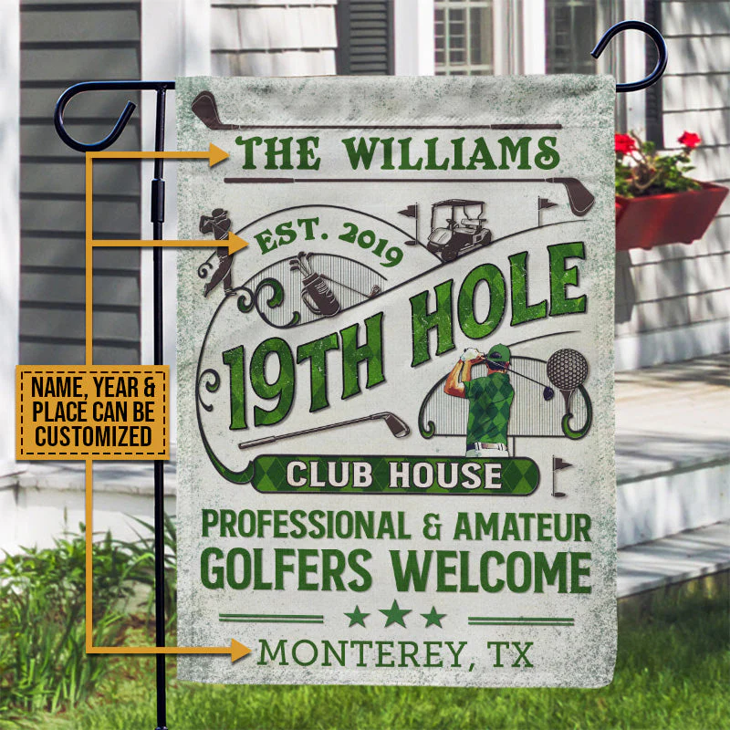 Personalized Golf 19th Hole Club House Golfer Welcome Custom Flag - Image 2