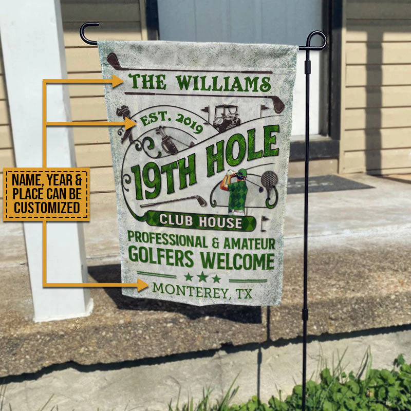 Personalized Golf 19th Hole Club House Golfer Welcome Custom Flag - Image 4