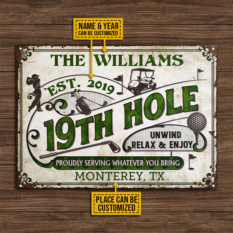 Personalized Golf 19th Hole Proudly Customized Classic Metal Signs - Image 4