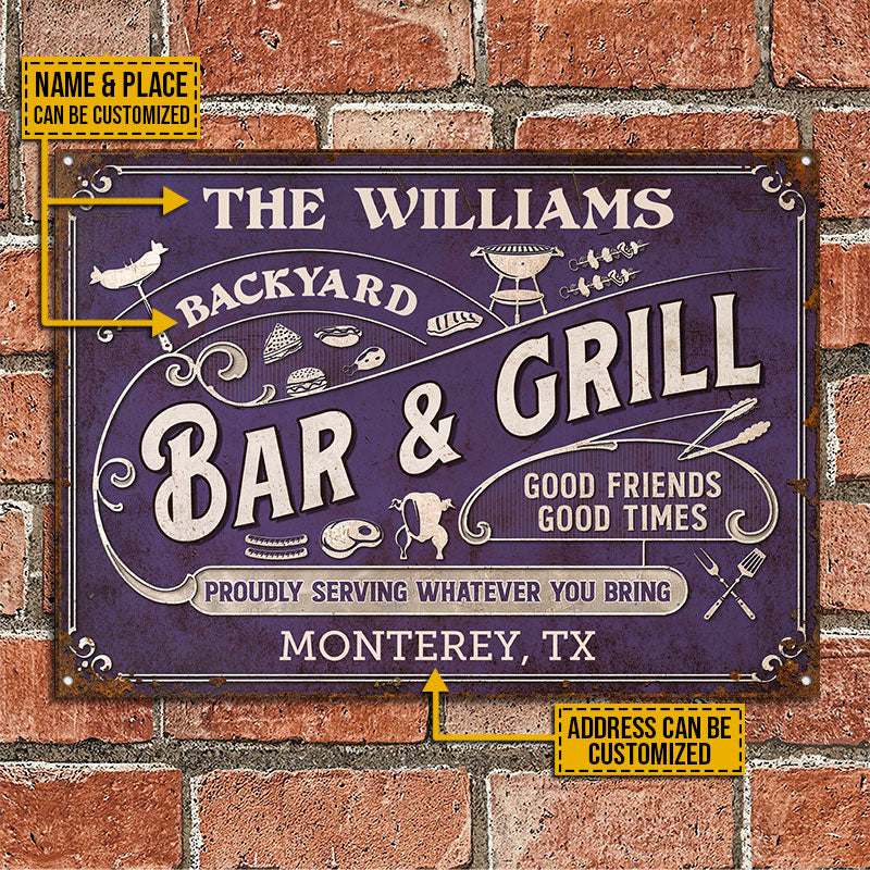 Personalized Grilling Proudly Serving Whatever You Bring Color Customized Classic Metal Signs - Image 5