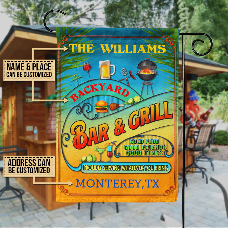Personalized Grilling Summer Good Food Good Friends Custom Flag - Image 3