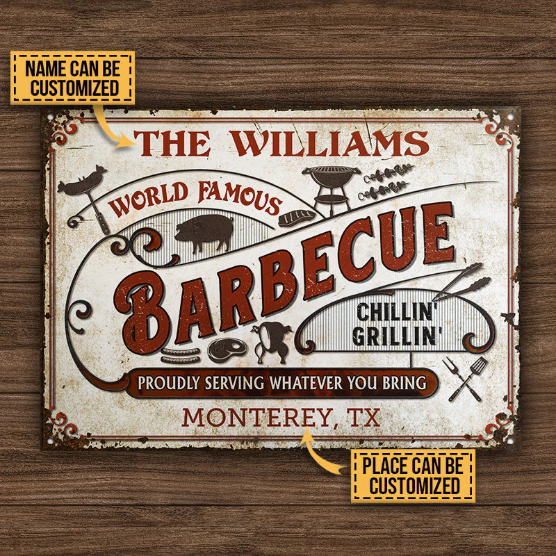 Personalized Grilling World Famous BBQ Customized Classic Metal Signs - Image 4