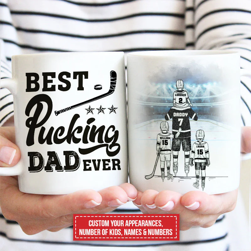 Personalized Hockey Dad And Child Best Dad Ever Custom Mug - Image 3