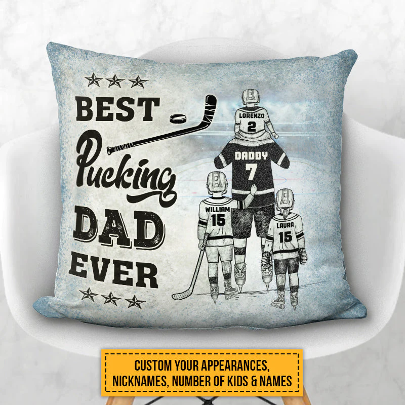 Personalized Hockey Dad And Child Best Dad Ever Custom Pillow - Image 4