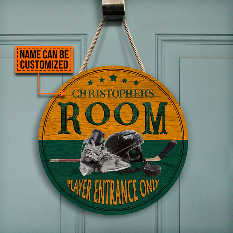 Personalized Hockey Player Entrance Customized Wood Circle Sign - Image 6