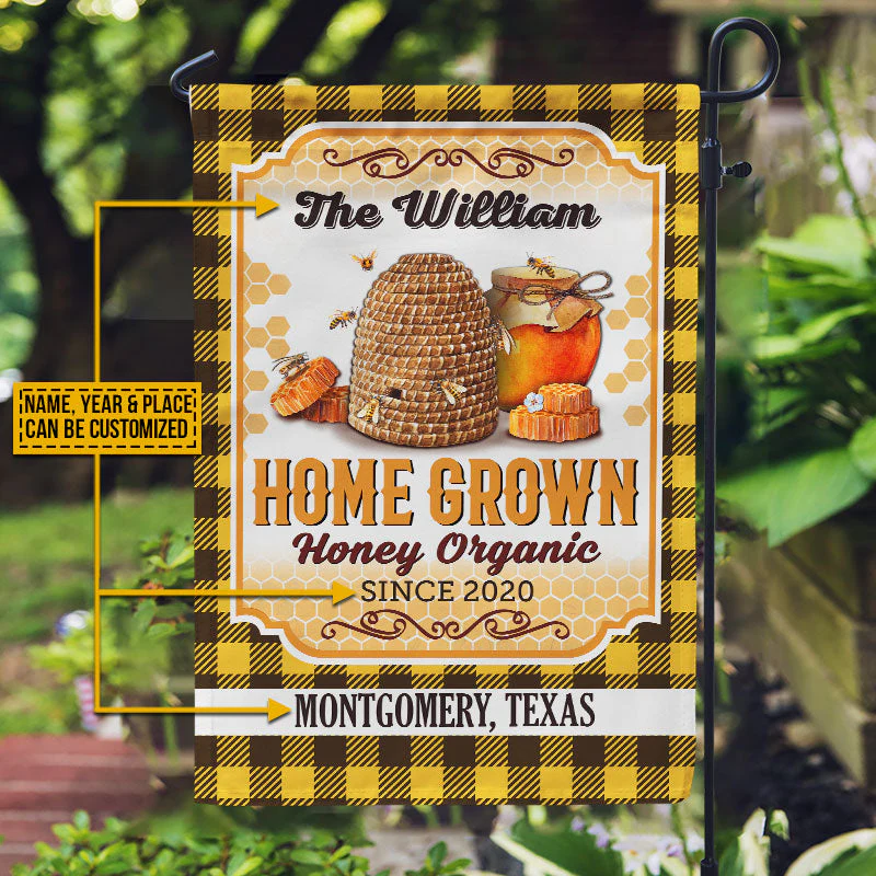Personalized Honey Bee Farm Honey Organic Flannel Custom Flag - Image 3