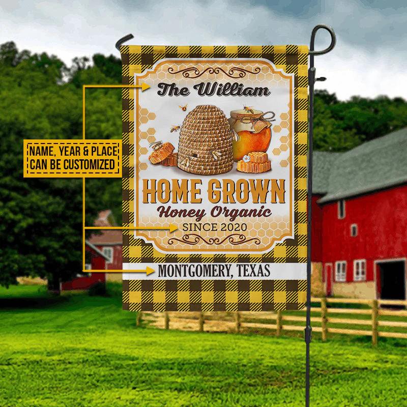 Personalized Honey Bee Farm Honey Organic Flannel Custom Flag - Image 4