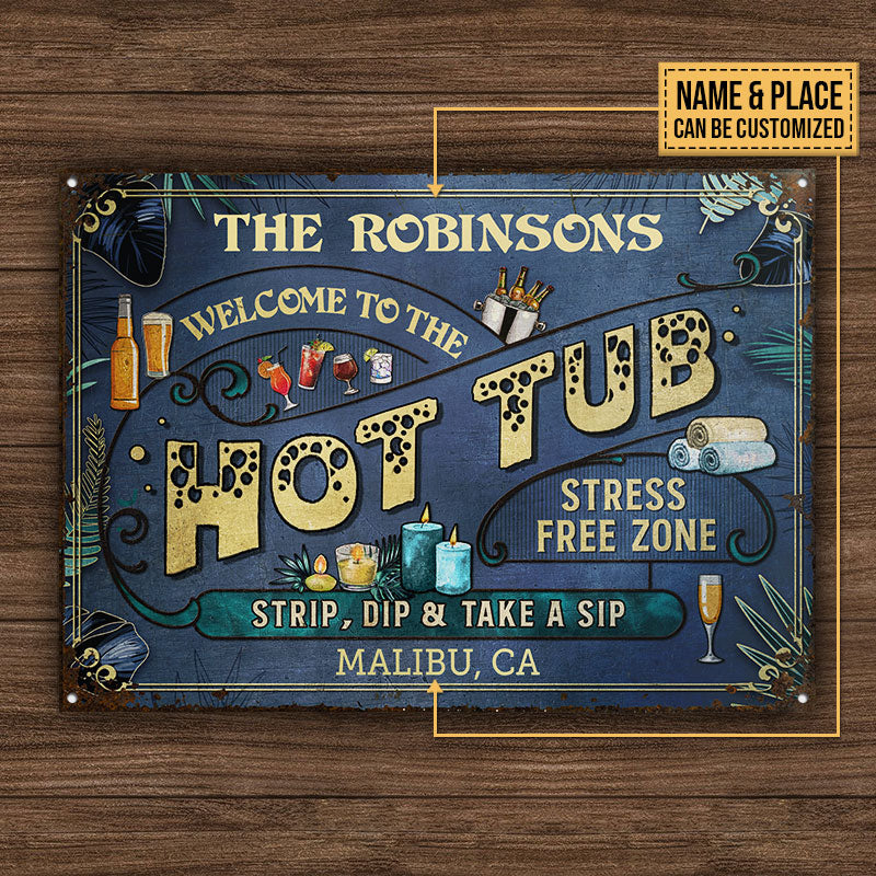 Personalized Hot Tub Stress Free Zone Custom Classic Metal Signs - Image 4
