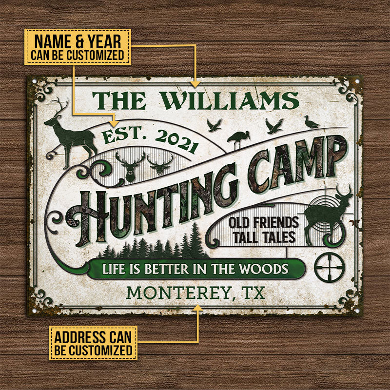 Personalized Hunting Camp Life Better Custom Classic Metal Signs - Image 4