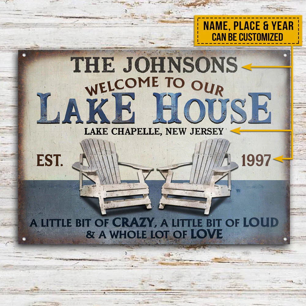 Personalized Lake A Little Bit Of Crazy Customized Classic Metal Signs - Image 3