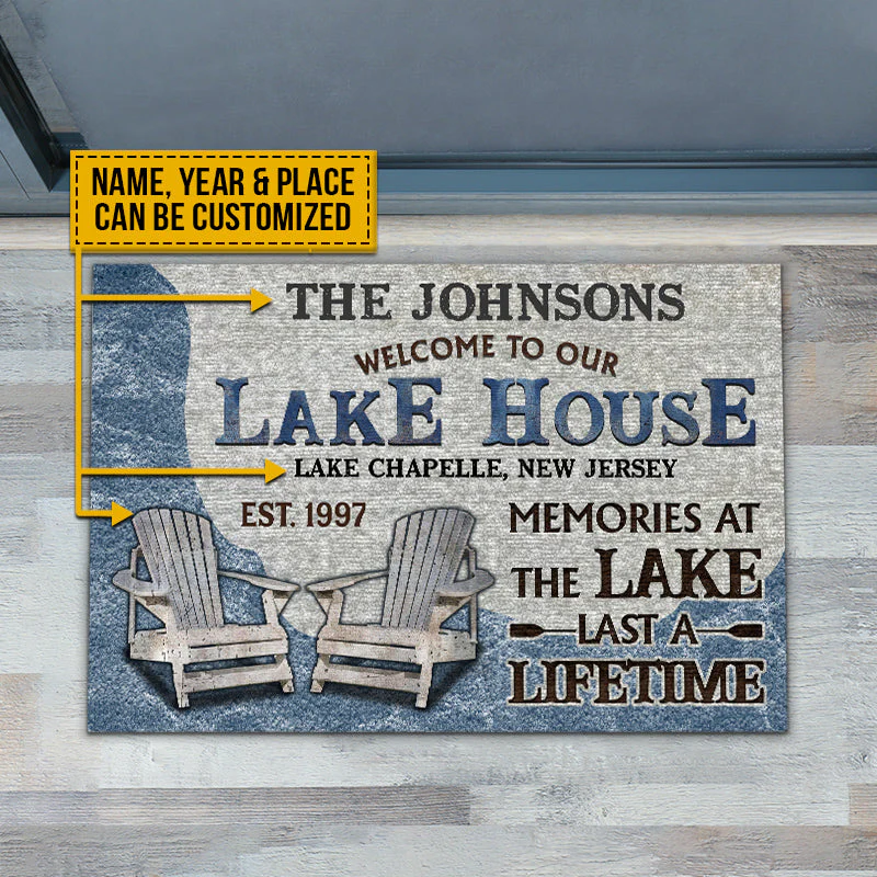 Personalized Lake House Memories At The Lake Custom Doormat - Image 2