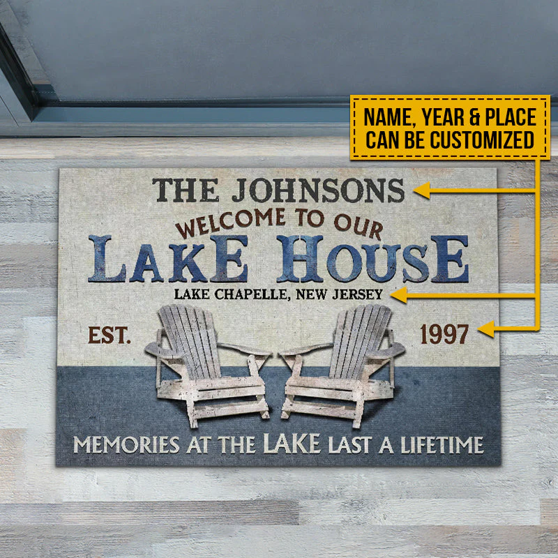 Personalized Lake Memories At The Lake Custom Doormat - Image 4