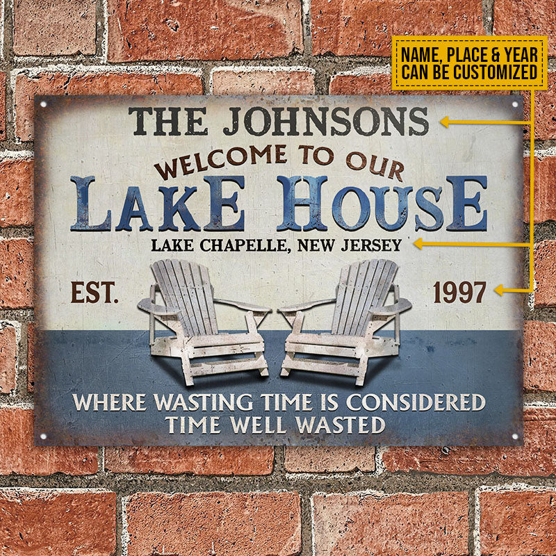 Personalized Lake Time Well Wasted Custom Classic Metal Signs - Image 3