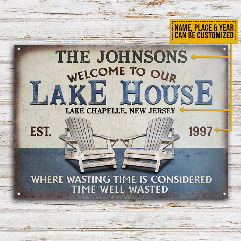 Personalized Lake Time Well Wasted Custom Classic Metal Signs - Image 4