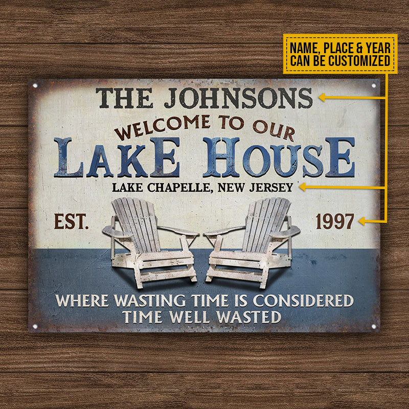 Personalized Lake Time Well Wasted Custom Classic Metal Signs - Image 5