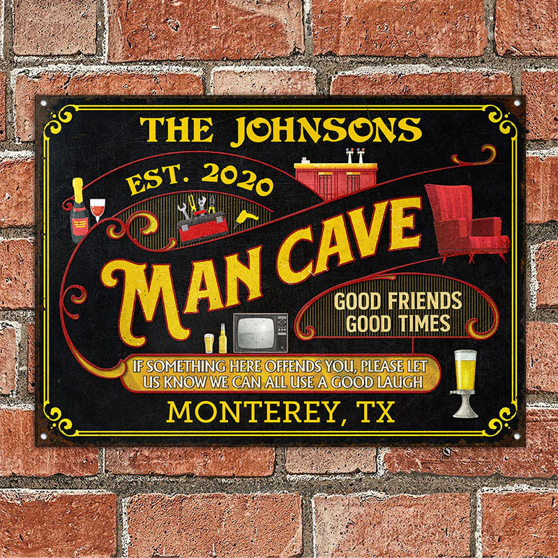 Personalized Man Cave All Use A Good Laugh Custom Classic Metal Signs - Image 3