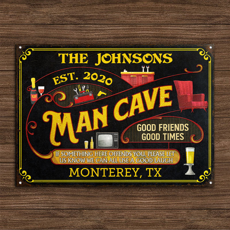 Personalized Man Cave All Use A Good Laugh Custom Classic Metal Signs - Image 5