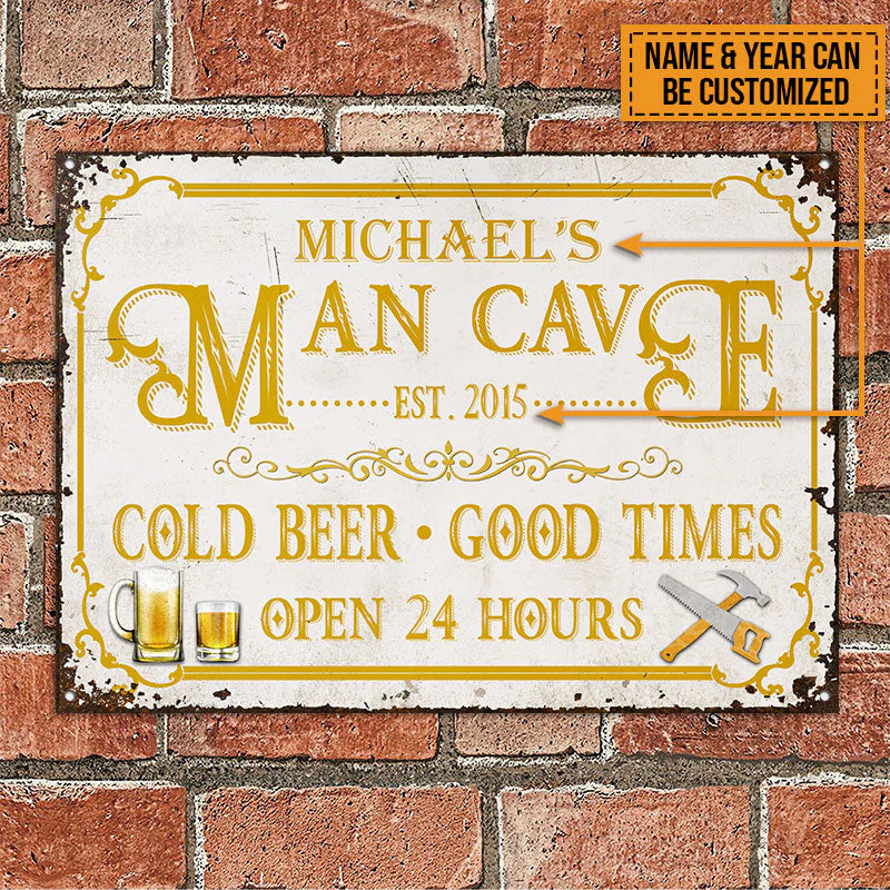 Personalized Man Cave Cold Beer Good Time Custom Classic Metal Signs - Image 2
