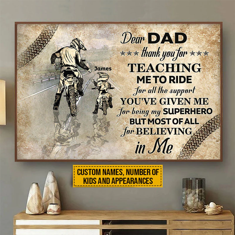 Personalized Motorcycle Riding Dad Thank You Custom Poster - Image 2