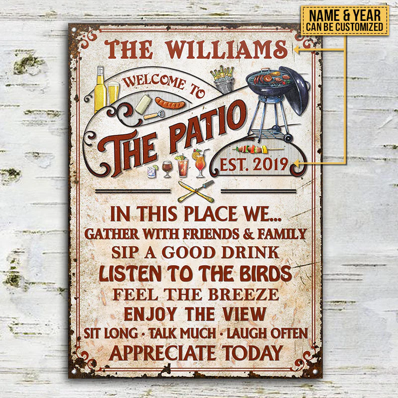Personalized Patio Grilling Red Gather With Friends Custom Classic Metal Signs - Image 3