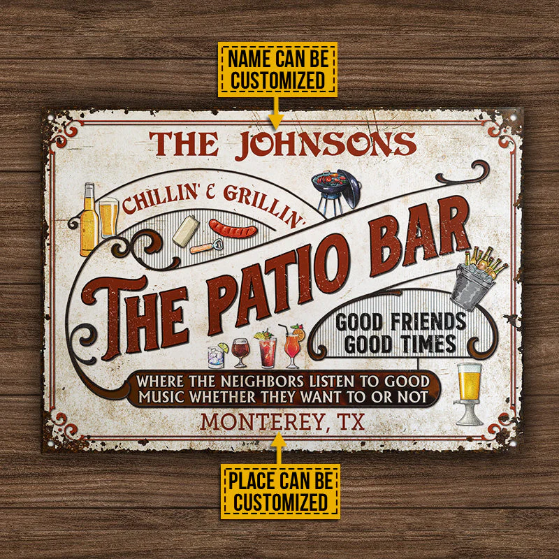 Personalized Patio Grilling Red Listen To The Good Music Chillin Custom Classic Metal Signs - Image 4