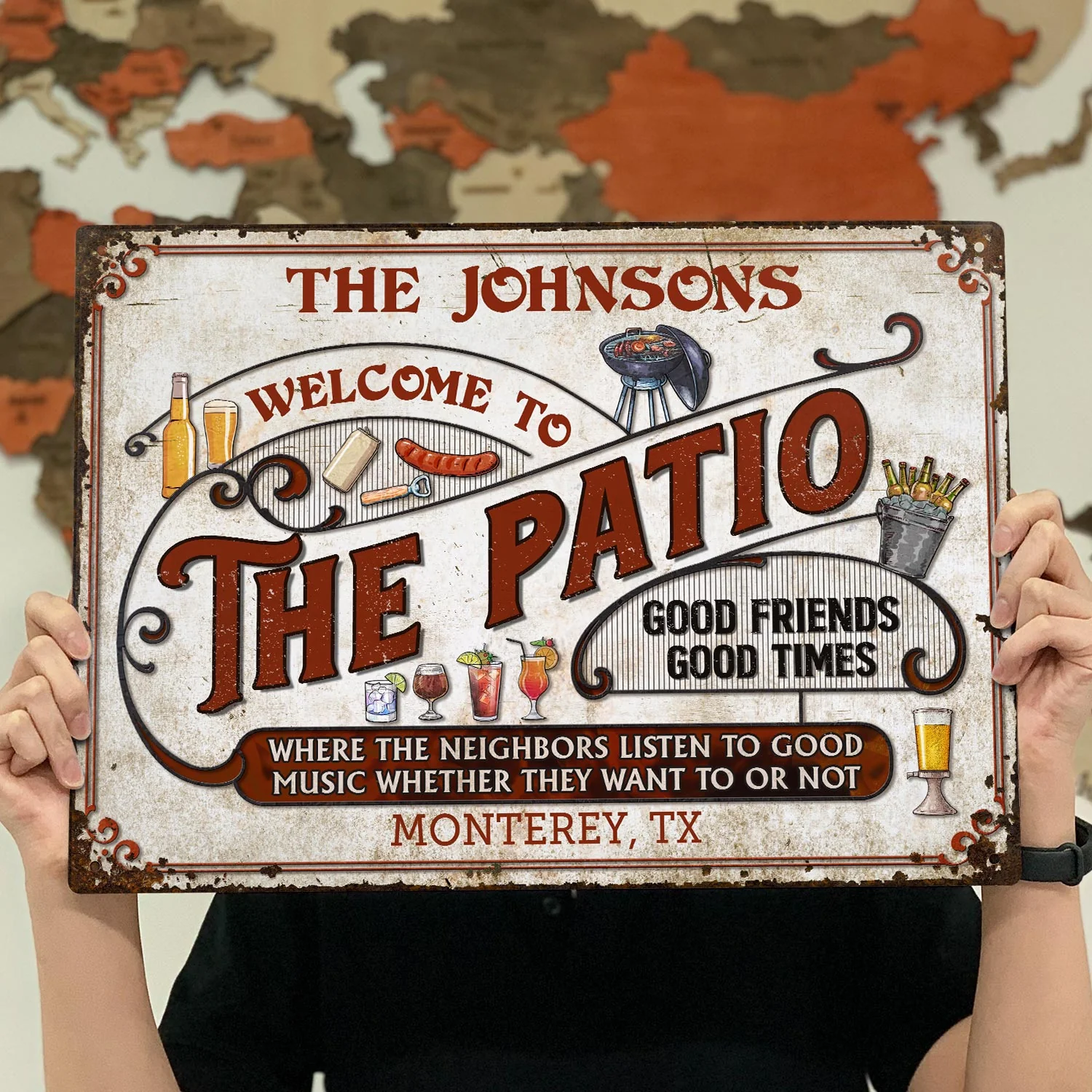 Personalized Patio Grilling Red Listen To The Good Music Customized Classic Metal Signs - Image 4